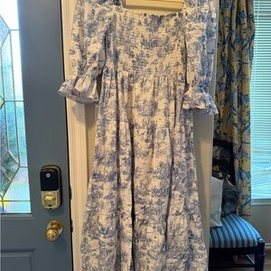 Blue and White Midi Dress